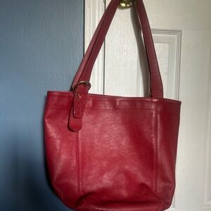 Elegant Red Leather Tote Bag
